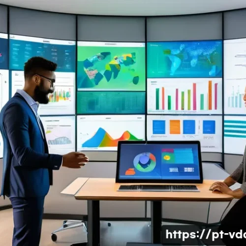 Home 31 빅데이터 분석가와 AI 연구자의 협업 사례 - A modern corporate office scene showing a diverse team of data analysts and AI researchers collabora...