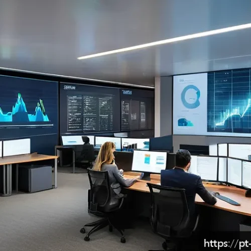 Home 16 빅데이터 분석가가 알아야 할 법적 규제 - A modern corporate office environment showing a diverse team of data analysts working collaborativel...