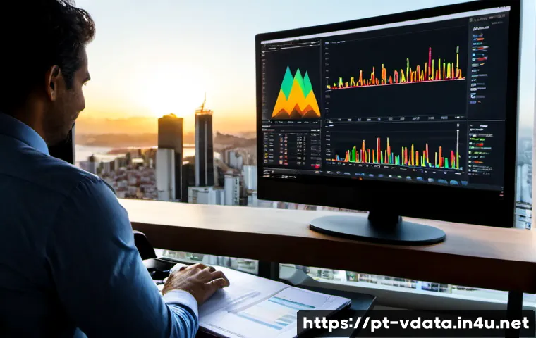 빅데이터 분석을 위한 필수 툴 소개 - Photorealistic modern data analyst workspace in São Paulo, Brazil, middle-aged professional reviewin...
